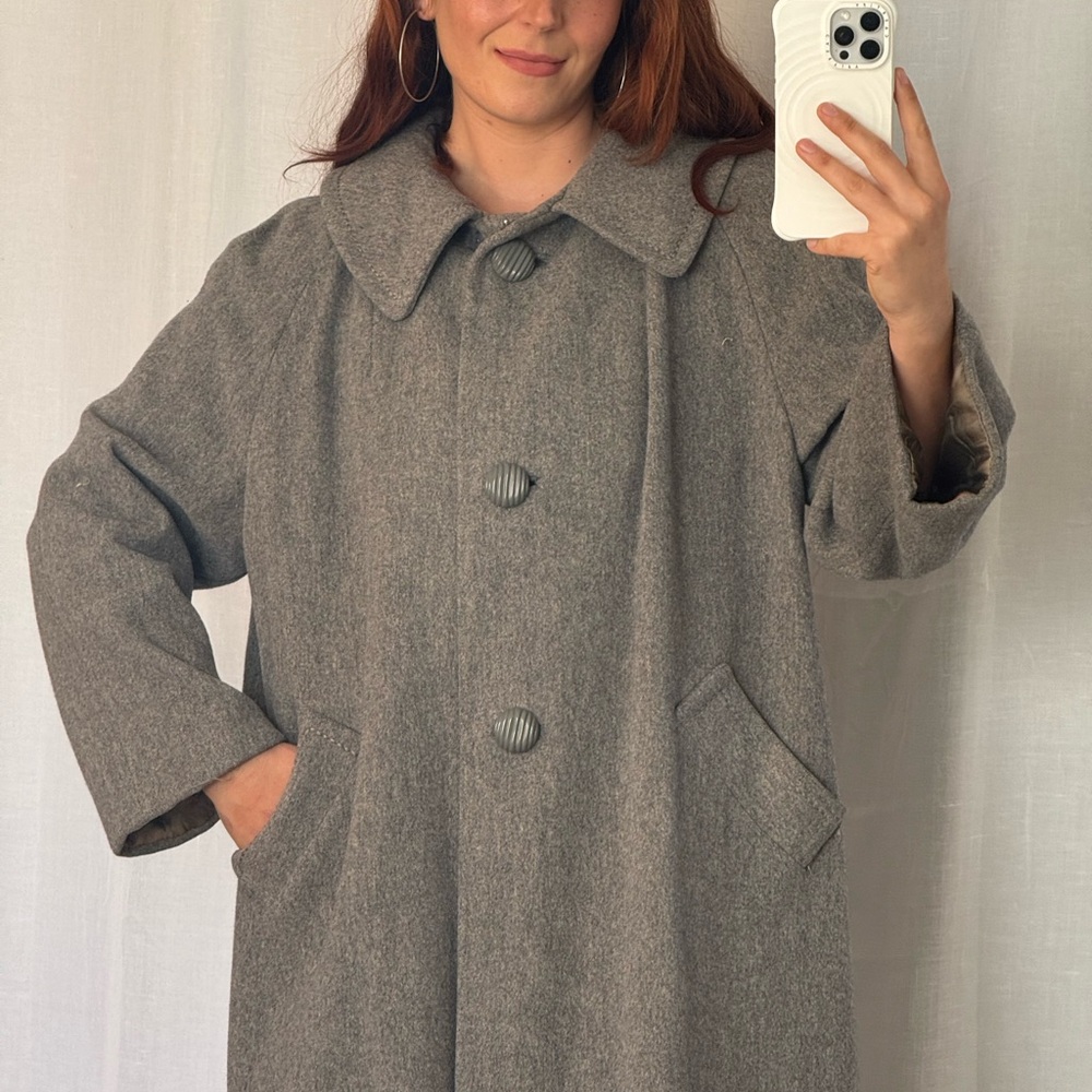 Gray Wool Coat with Large Buttons - image 3